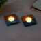 Green Resin & Mangowood Tealight Holder Set of 2