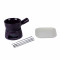 Purple Fondue Set With Plate & Fondue Sticks