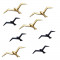 Flying  Black & Gold Aluminium Bird Set of 8