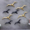 Flying  Black & Gold Aluminium Bird Set of 8