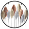 Round Gold Silver & Copper Etching Leaves Wall Décor