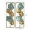 Green & Gold Etchiing Leaves Rectangular Wall  Décor Set of 2