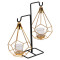 Gold Double Diamond Pendulam Tealight Holder with Glass