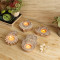 Biege & White  Mangowood Tealight Holder Set of 4