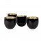 Big Black Glass Votive Set of 4